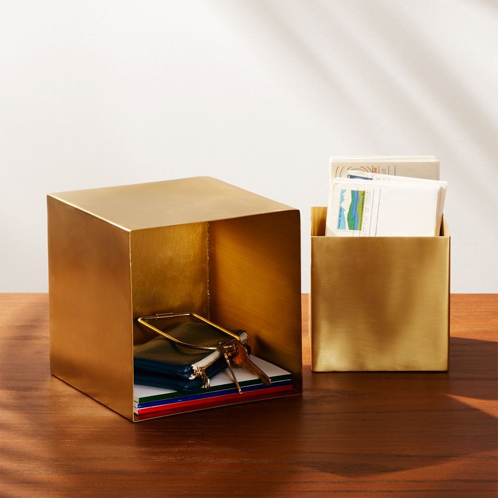 2-Piece Small Solid Brass Studio Storage Box Set | CB2