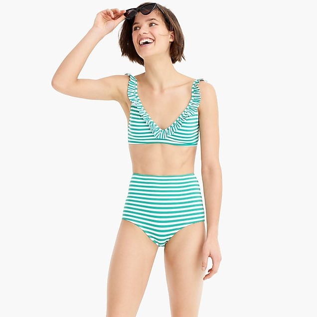 Seamless high-waisted bikini bottom in stripe | J. Crew US