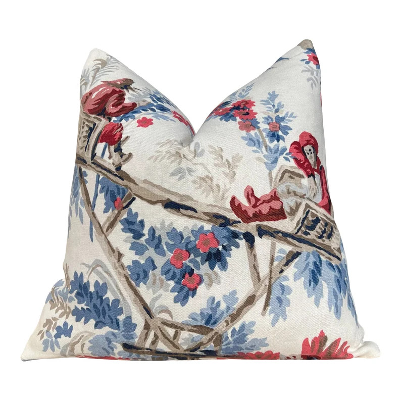 Schumacher "Plaisirs De La Chine" Linen Pillow Blue, Rouge. Designer Pillows, High End Decorative... | Etsy (US)