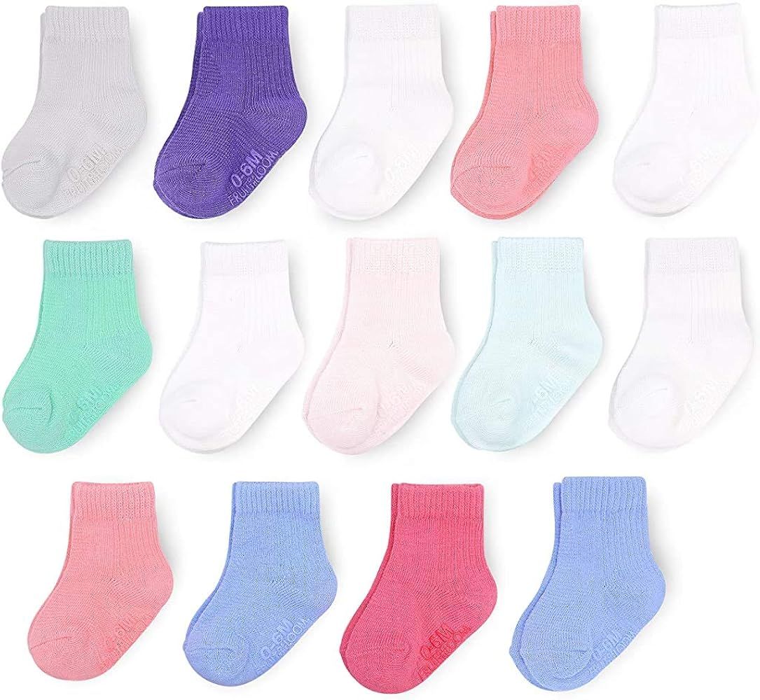 Fruit of the Loom Baby 14-Pack Grow & Fit Flex Zones Cotton Stretch Socks - Unisex, Girls, Boys | Amazon (US)