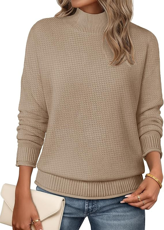 MEROKEETY Women's Turtleneck Long Sleeve Sweater 2025 Fall Cozy Knit Loose Casual Trendy Pullover... | Amazon (US)