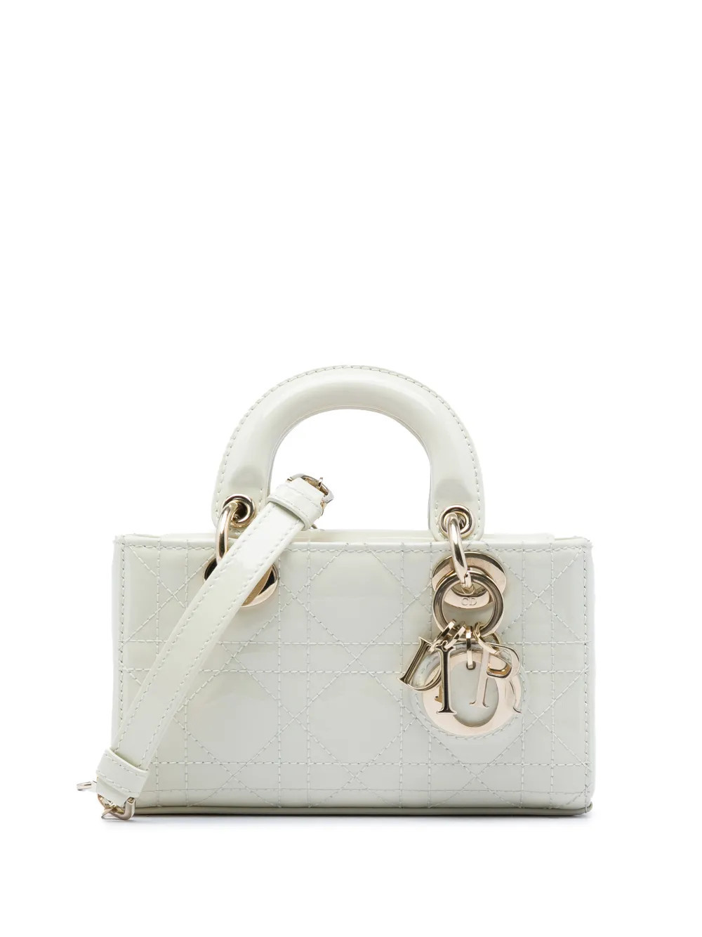 Christian Dior Pre-Owned 2023 Micro Patent Cannage Lady D Joy satchel - White | Farfetch Global