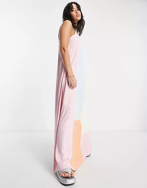 Daisy Street maxi cami dress in pastel color block | ASOS (Global)