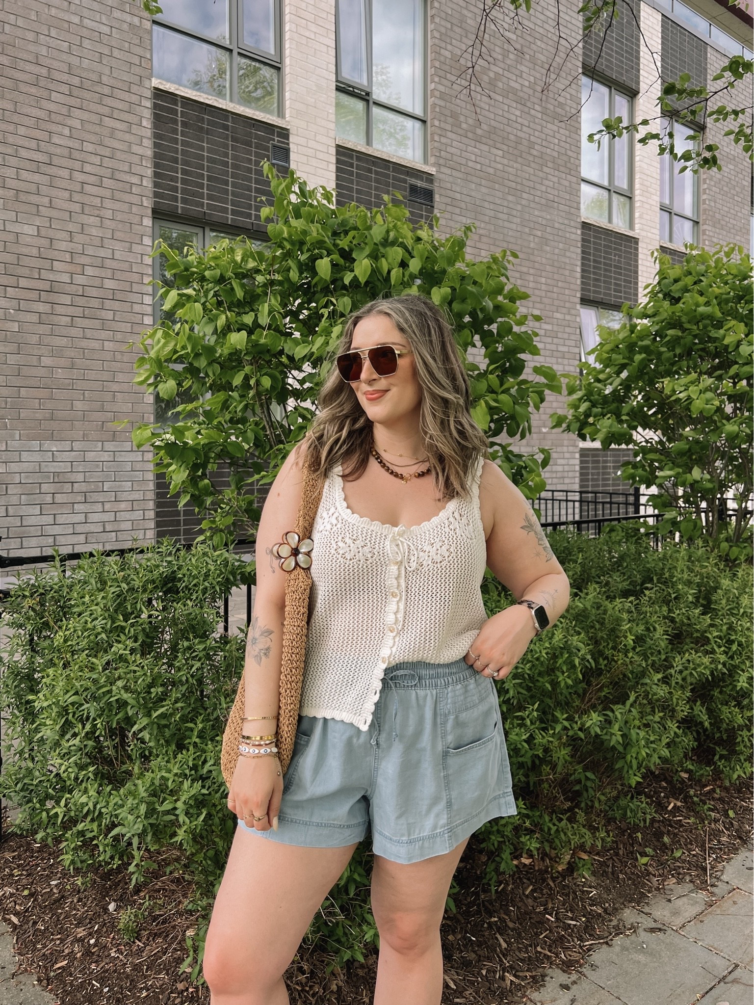 Casual summer outfit! Shorts are so comfy and perfect for a hot day! Wearing my usual size L. Crochet tank top is breezy and the mesh is small enough that I don’t wear a cami underneath. Jelly shoes are comfy, but size up if between. I’m a 9.5-10 and wear a 10. Canadian Old Navy links are under “similar products”

#LTKsummer #LTKsale #LTKmidsize