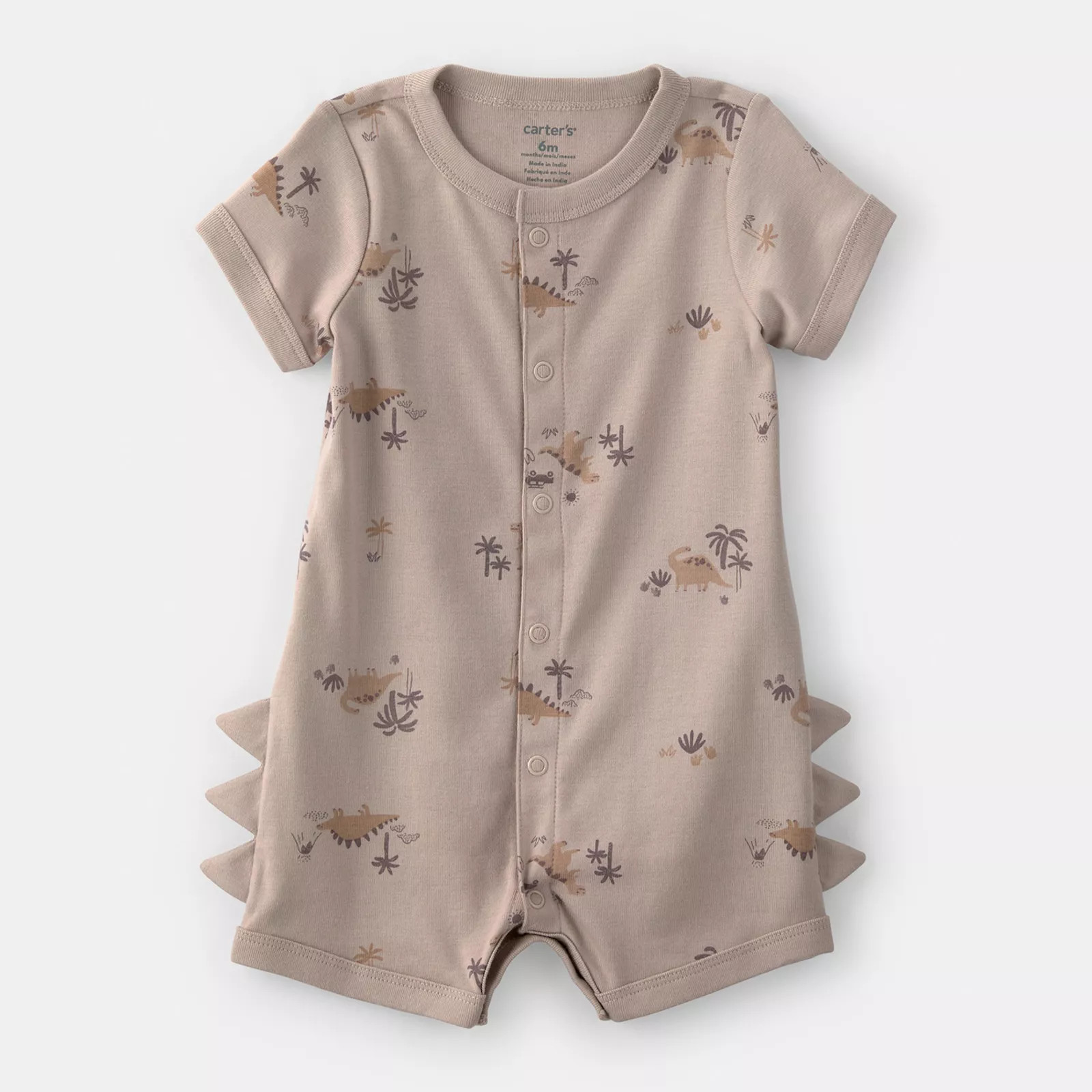 Baby Carter's 'Smile Club' Short Sleeve Romper, Boy's, Size: Newborn, Brown Dino Print | Kohl's