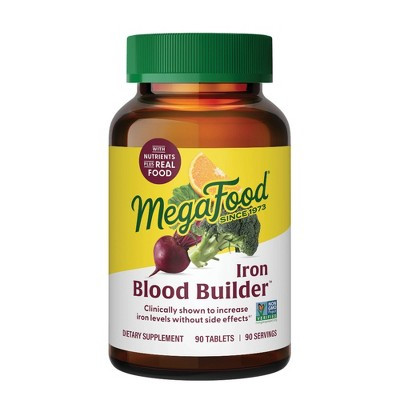MegaFood Blood Builder Vegan Iron Supplement for Women & Men with Vitamin C, B12 & Folic Acid - 90 Count (90 Servings) | Target