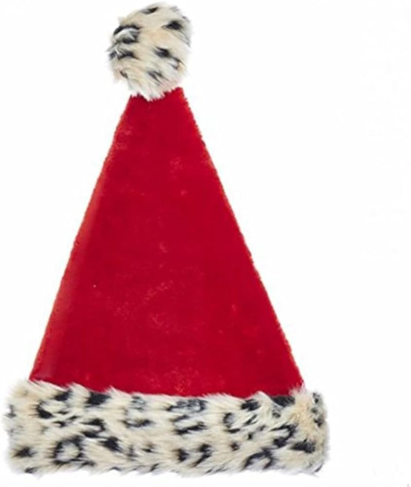 Red Plush Santa Hat With Leopard Fur Trim | Amazon (US)