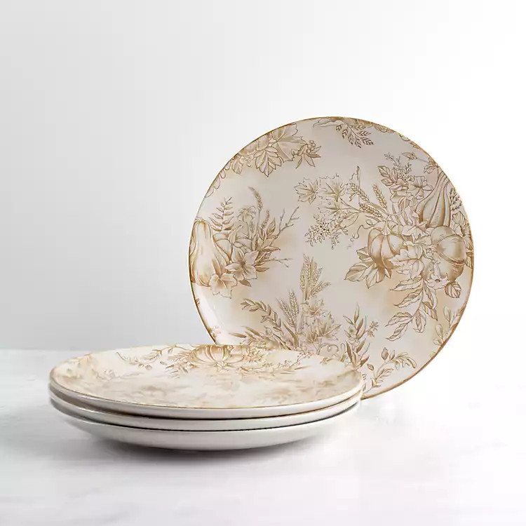 Autumn Spice Toile Salad Plates, Set of 4 | Kirkland's Home