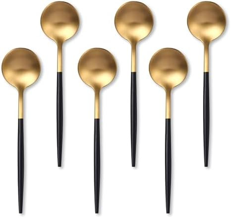 Lemeya Black Gold Coffee Spoons Set,Stainless Steel Teaspoons of 6,Espresso Spoons 5.11 inch,Demi... | Amazon (US)
