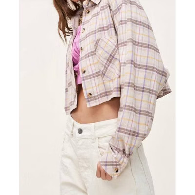 Women's Cropped Button Down - Mimosa L | Target