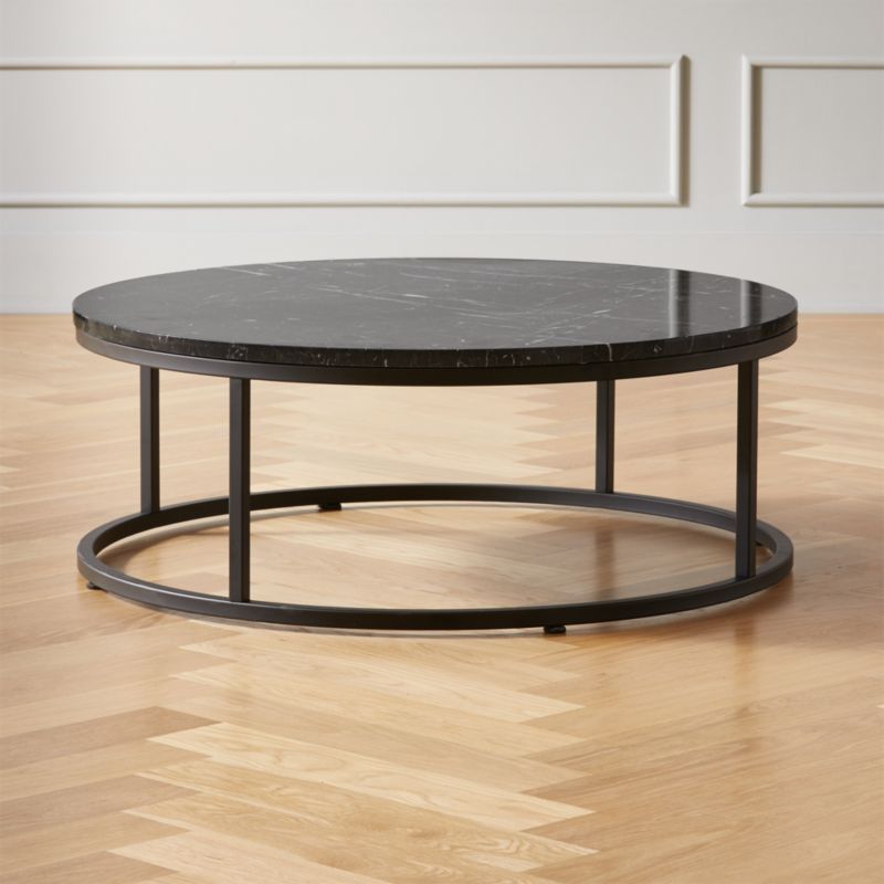 Smart Round Black Marble Coffee Table + Reviews | CB2 | CB2