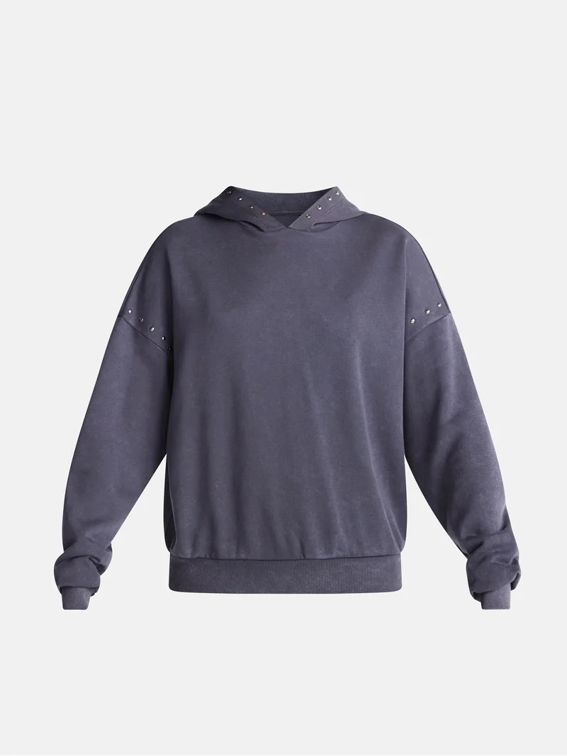 No Boundaries Mineral Wash Studded Fleece Oversized Hoodie, Women's XXS-XXL | Walmart (US)