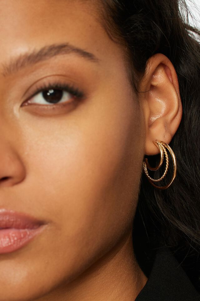 Triple Twisted Hoop Earrings | Dynamite Clothing