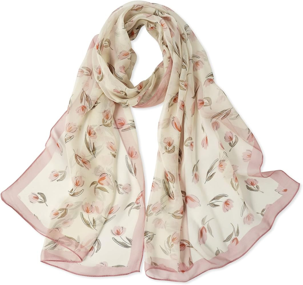 E-Clover Women Soft Floral Print Shawl Chiffon Sheer Scarf | Amazon (US)