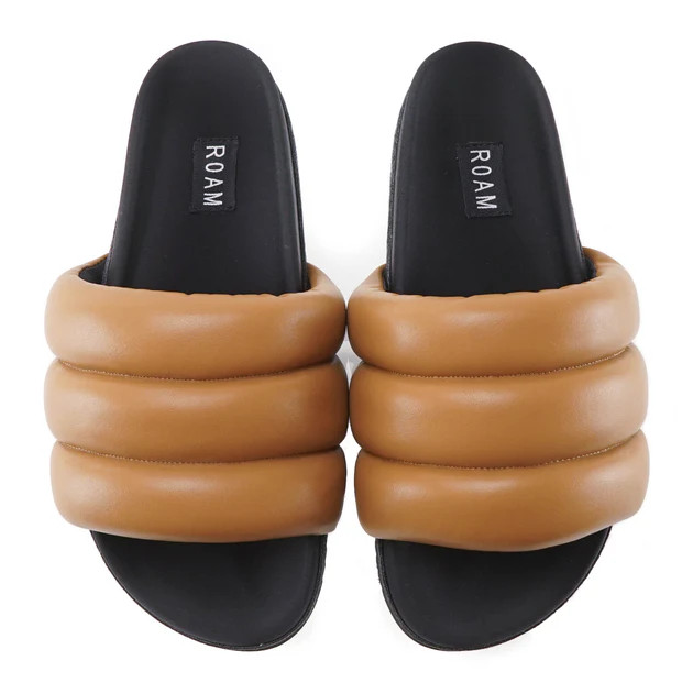 ROAM Puffy Sandals Cognac Vegan Leather | ROAM