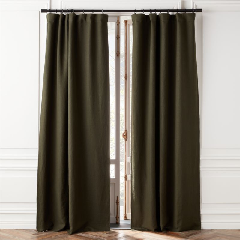 Forest Green Linen Blackout Window Curtain Panel 48''x84'' + Reviews | CB2 | CB2