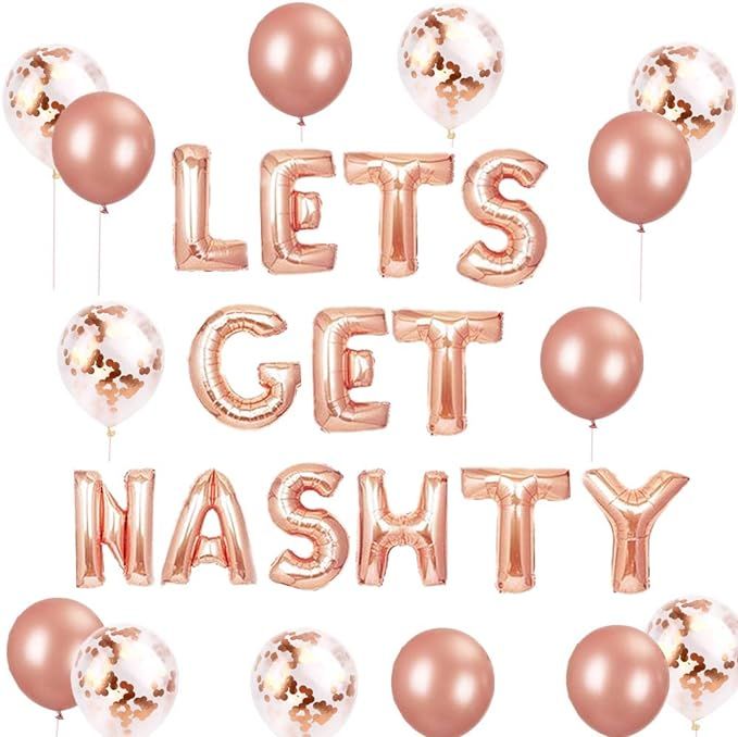JeVenis Rose Gold Lets Get Nashty Balloons Nashville Bachelorette Party Decor Nash Bash Bachelore... | Amazon (US)