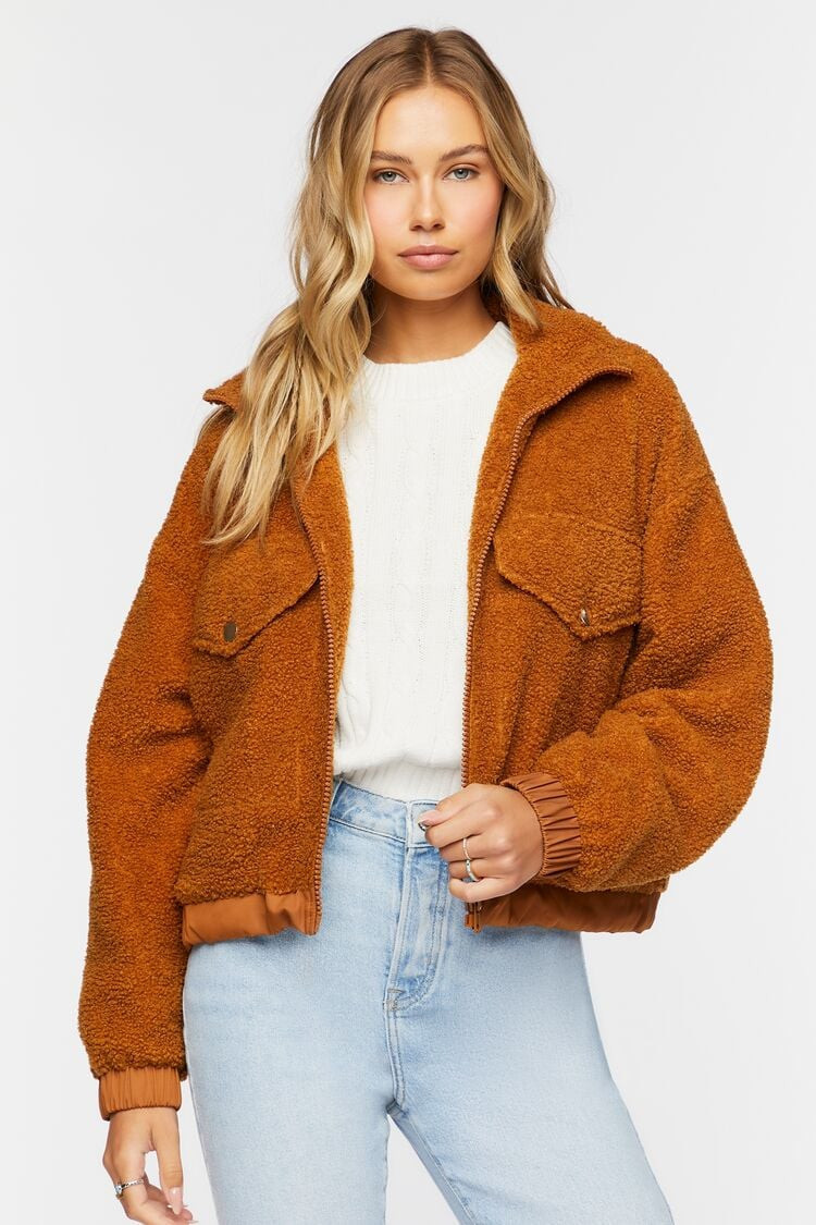 Faux Shearling Zip-Up Bomber Jacket | Forever 21 (US)