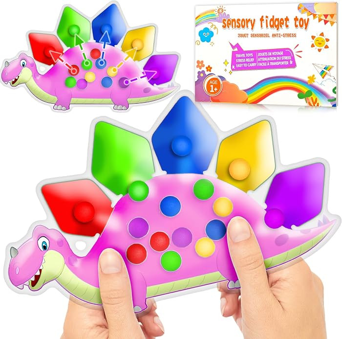 Pink Dinosaur Color Sorting Sensory Toy for Toddler Girls, Montessori Toys Fine Motor Skill Calm ... | Amazon (US)