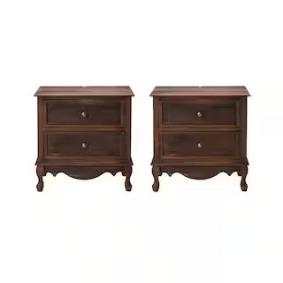 Elpenor 24"Wx16"Dx24"H Tall 2 - Drawer Walnut Nightstand Set of 2 | The Home Depot
