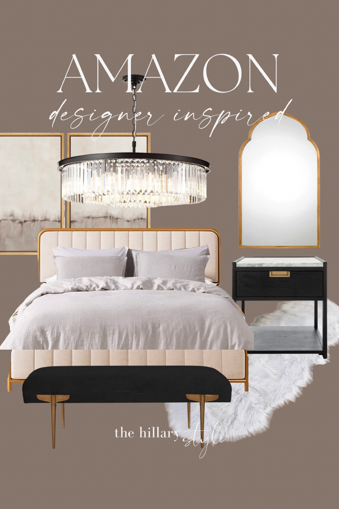 Amazon designer inspired bedroom!

Wall art. Bed. Bench. Fur throw. Mirror. Nightstand. Wall sconce. Chandelier. Amazon home. Amazon decor. #founditonamazon 

#LTKstyletip #LTKhome #LTKsalealert