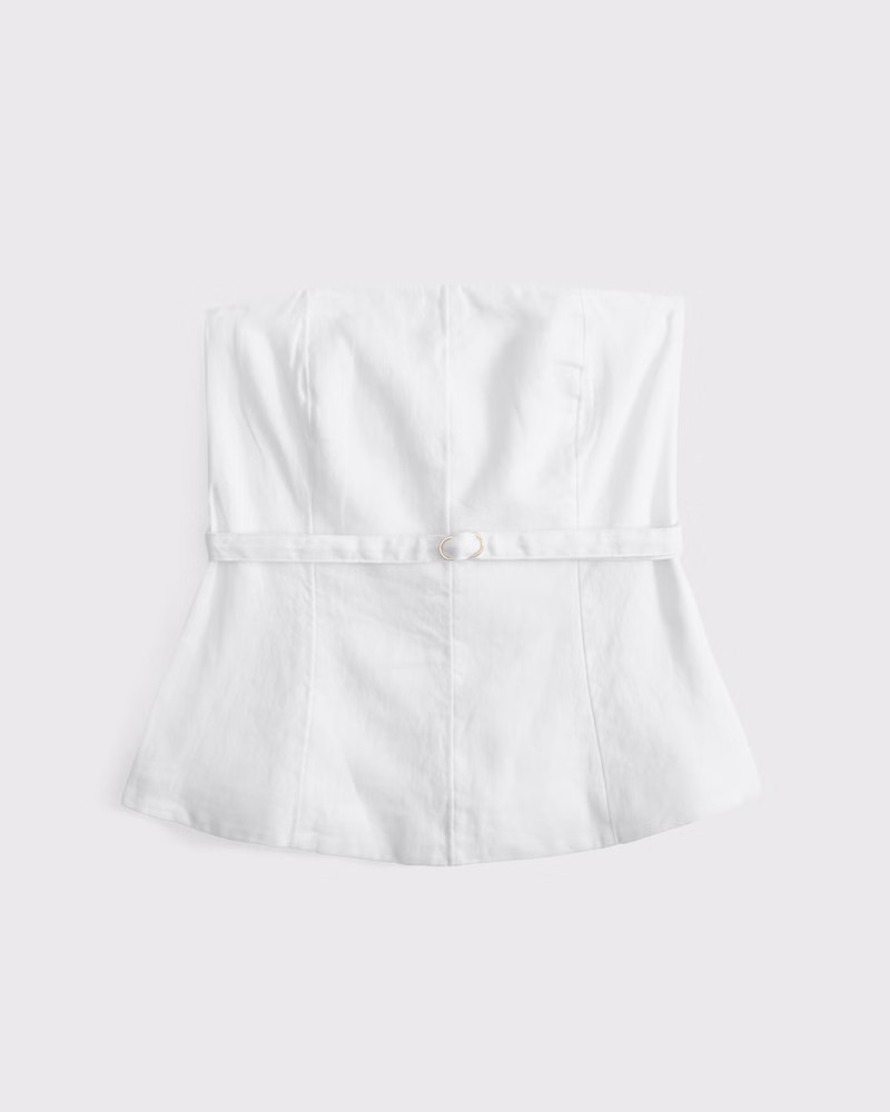 Women's Premium Linen Strapless Tailored Top | Women's Tops | Abercrombie.com | Abercrombie & Fitch (US)