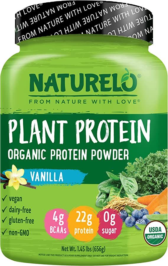 NATURELO Plant Protein Powder, Vanilla, 22g Protein - Non-GMO, Vegan, No Gluten, Dairy, or Soy - ... | Amazon (US)