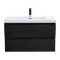 MOB 36" Wall Mounted Vanity With Reinforced Acrylic Sink, Black | Houzz 