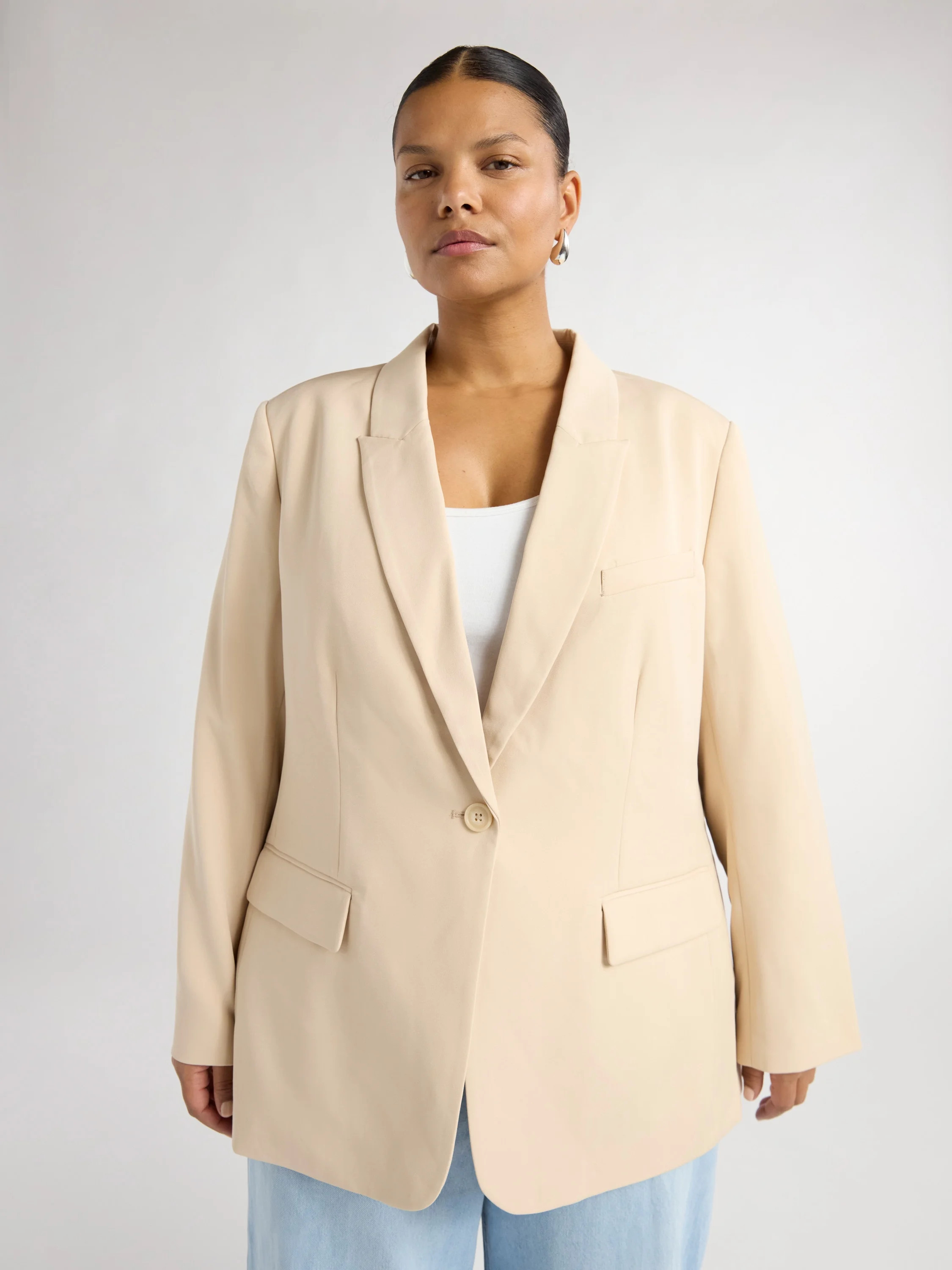Scoop Women's & Women's Plus Ultimate Crepe One Button Suit Blazer, Sizes XS-4X | Walmart (US)