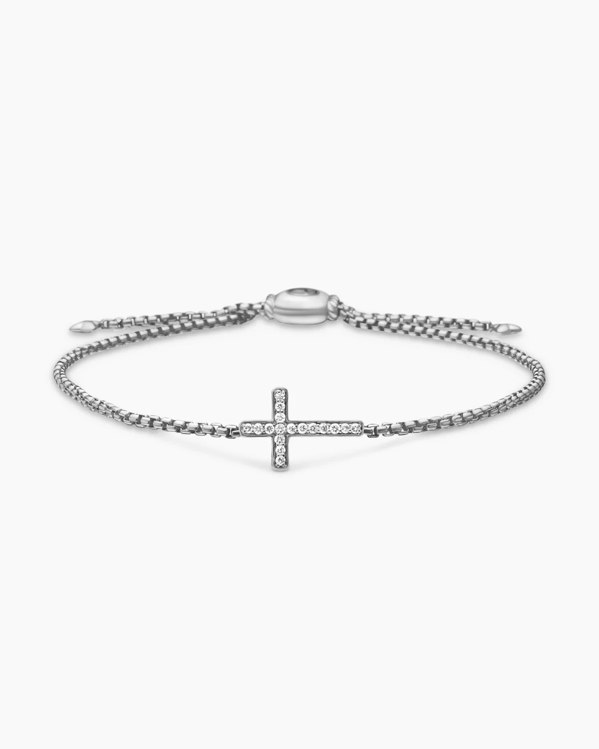 David Yurman | Petite Pavé Cross Chain Bracelet in Sterling Silver with Diamonds, 1.7mm | David Yurman