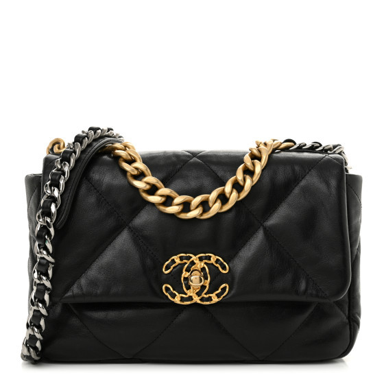Shing Goatskin Quilted Medium Chanel 19 Flap Black | FASHIONPHILE (US)