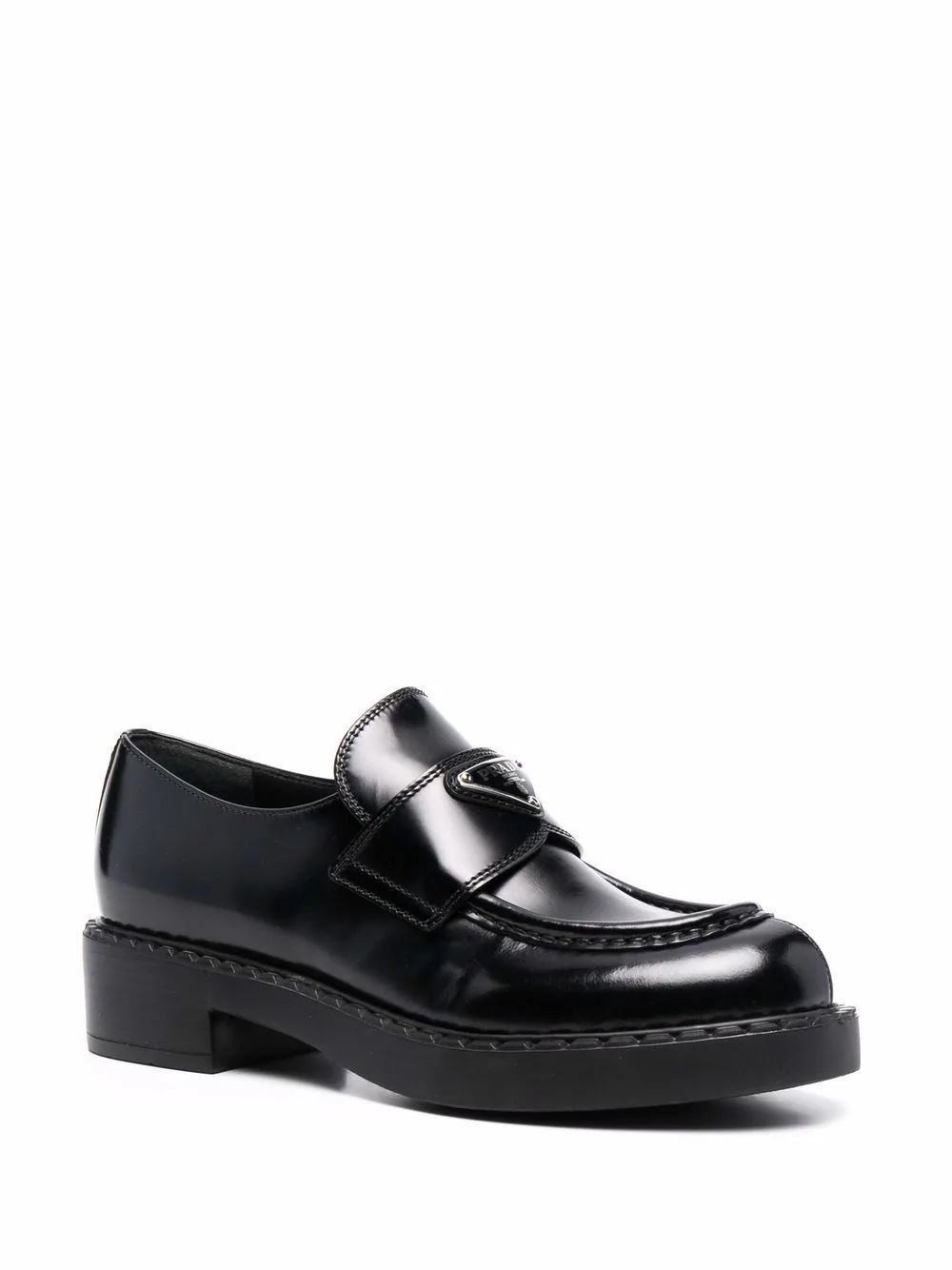 Prada Loafer Mit Logo-Schild - Farfetch | Farfetch Global