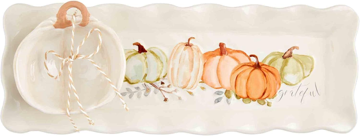 Mud Pie Gather Dip Set, tray 4 1/2" x 12 1/2" | cup 3 3/4" dia, Cream | Amazon (US)