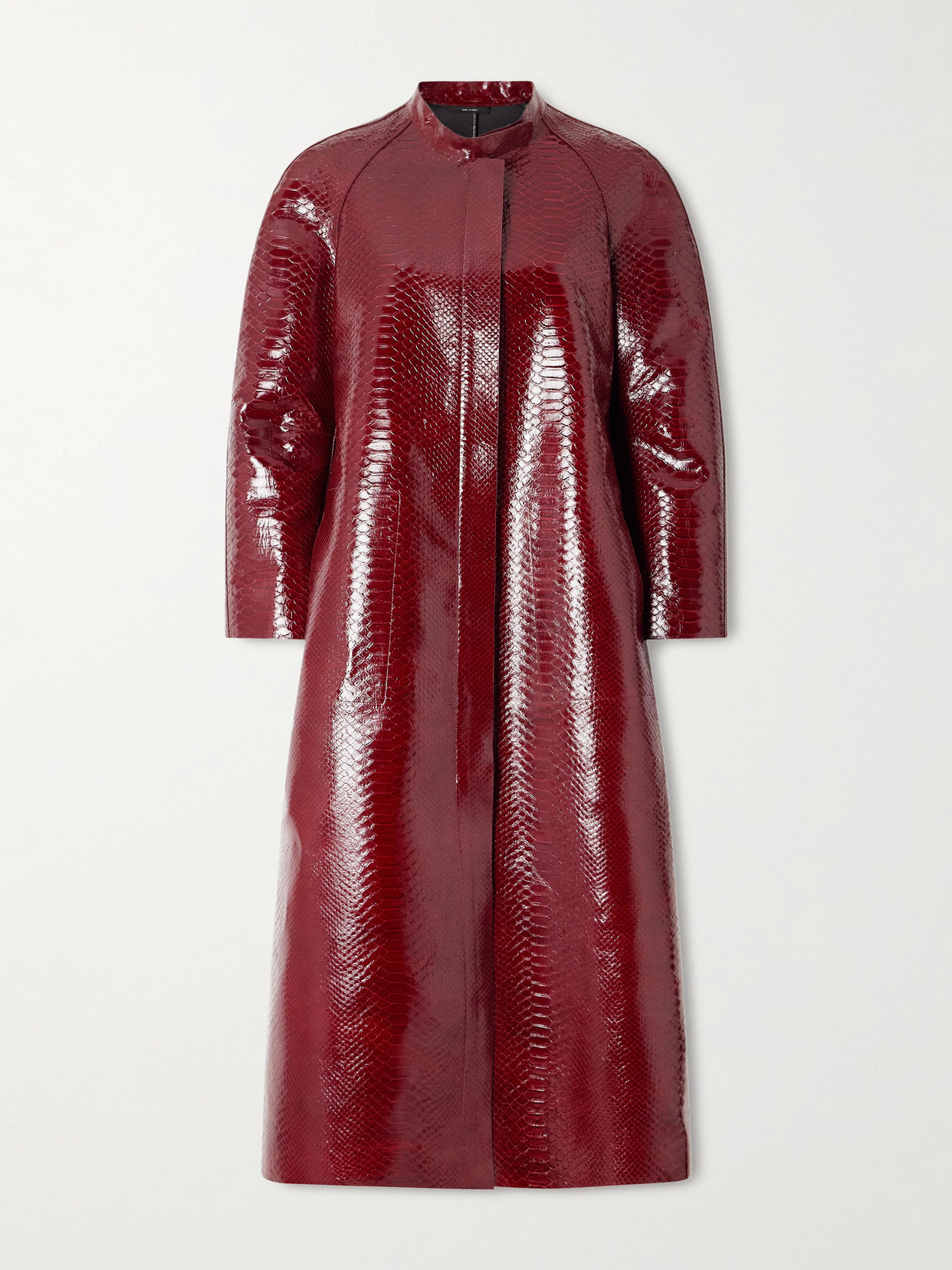 TOM FORD - Snake-effect Leather Coat - Burgundy | NET-A-PORTER (US)