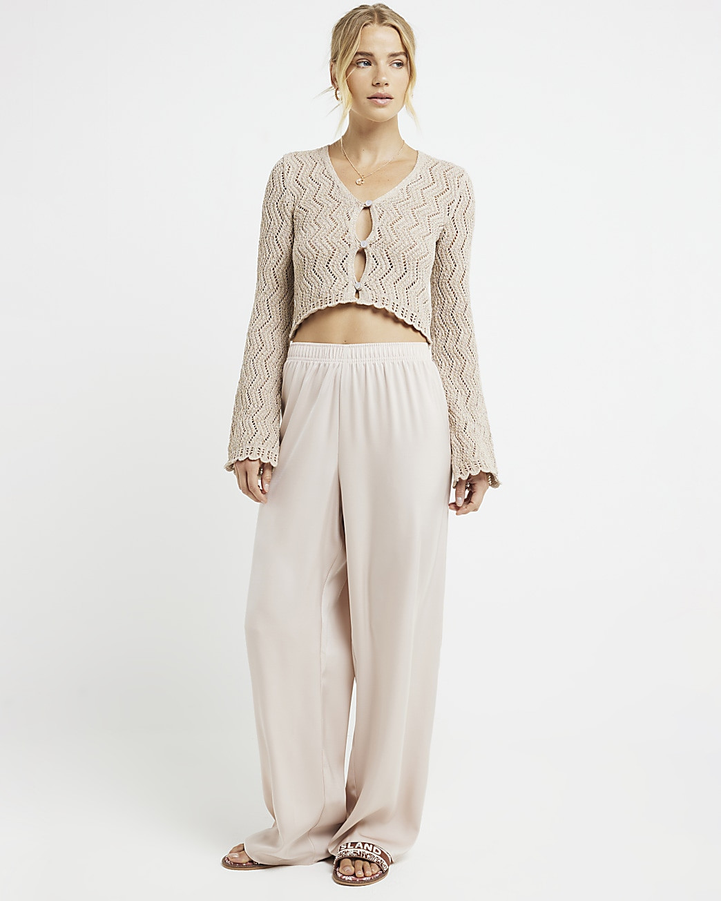 Pink satin wide leg trousers | River Island (UK & IE)