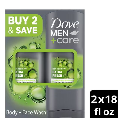 Dove Men+Care Extra Fresh Micro Moisture Cooling Body Wash - 18 fl oz/2pk | Target