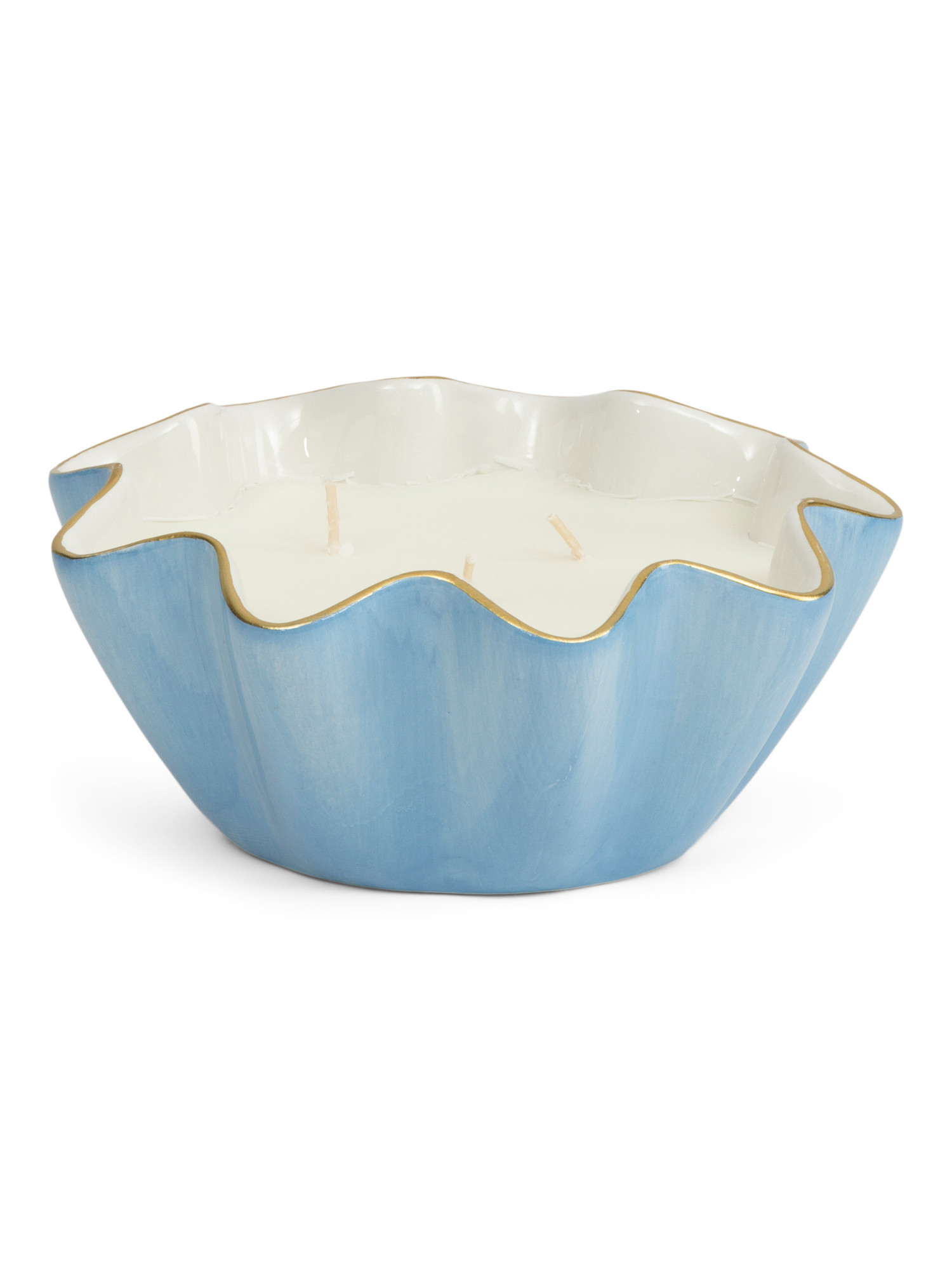 21oz Scalloped Edge Dish With Shiny Gold Rim Candle | TJ Maxx