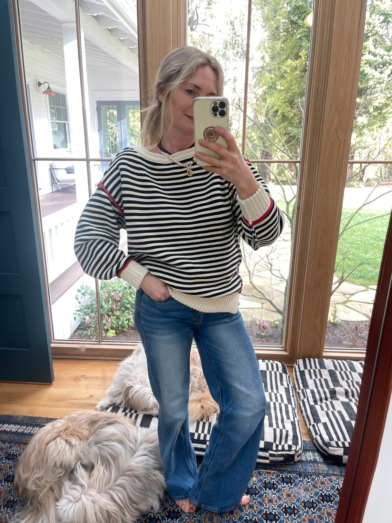 Love this sweater - it’s a bit on the longer side fyi but it’s thick and great quality :) 