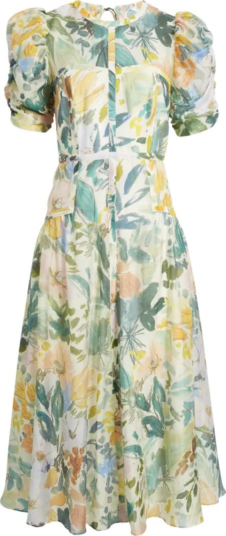 Ted Baker London Mincia Floral Puff Sleeve Midi Dress | Nordstrom | Nordstrom