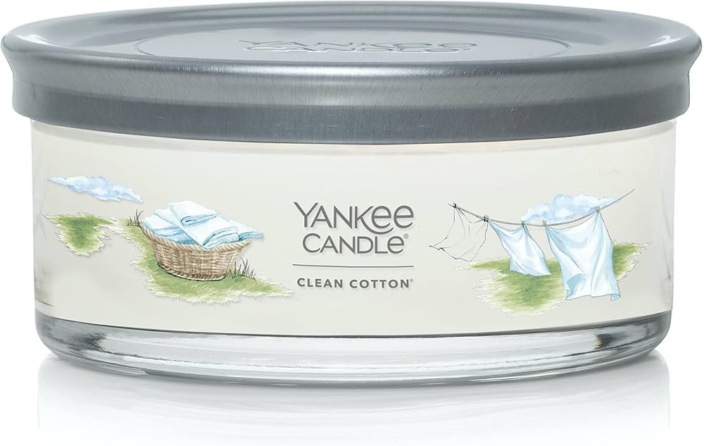Yankee Candle Clean Cotton Scented, Signature 12oz Medium Tumbler 5-Wick Candle, Over 16 Hours of... | Amazon (US)