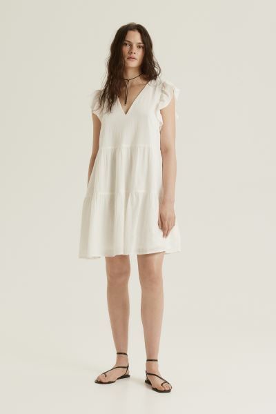 Flutter-sleeved Easy-wear Dress - Cream - Ladies | H&M US | H&M (US + CA)
