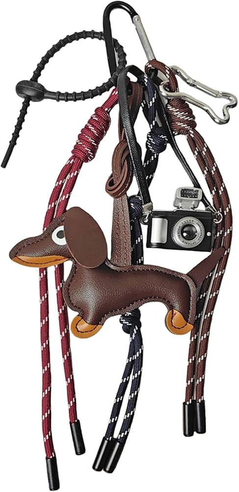 Leather Bag Charms Designer Dachshund Purse Charm Bow Camera Rope Keychains Y2k Backpack Handbag ... | Amazon (US)