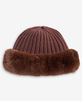 Faux Fur Trim Knit Hat, Macy's Exclusive | Macy's