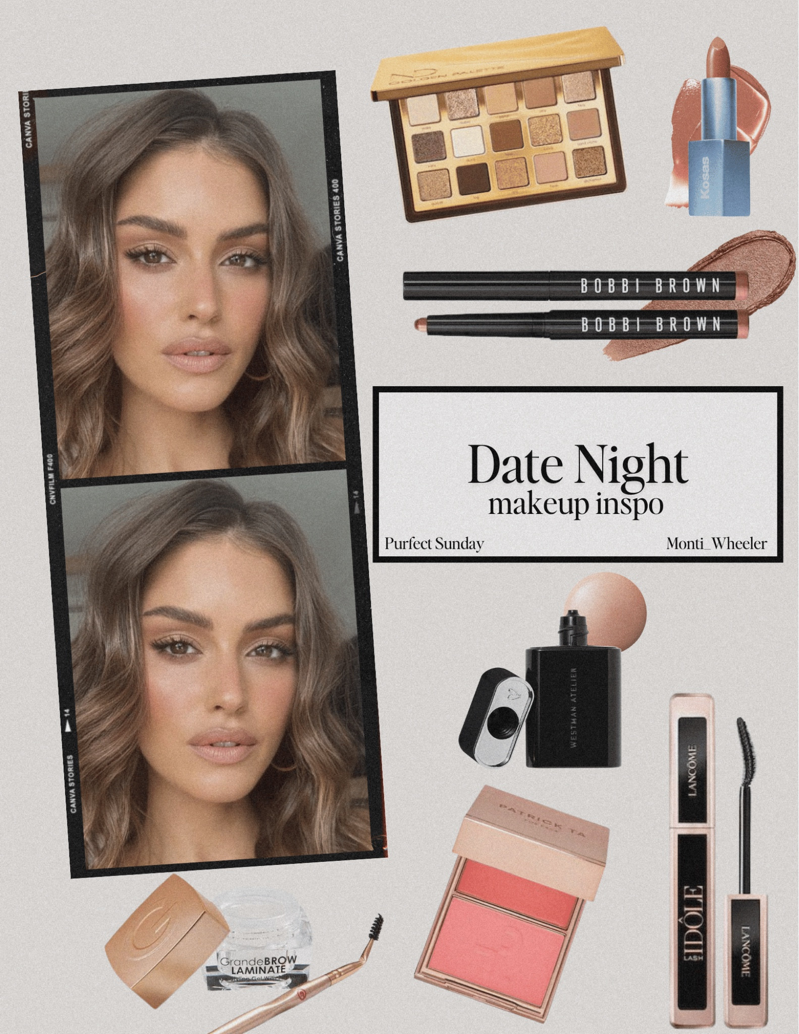 Date Night Looks 
Makeup, eyeshadow, lipstick, highlighter, blush, brow gel, mascara, 
Lancôme, Patrick Ta, Kosas, Bobbi Brown, Westman Atelier

#LTKBeauty #LTKFindsUnder100 #LTKFindsUnder50