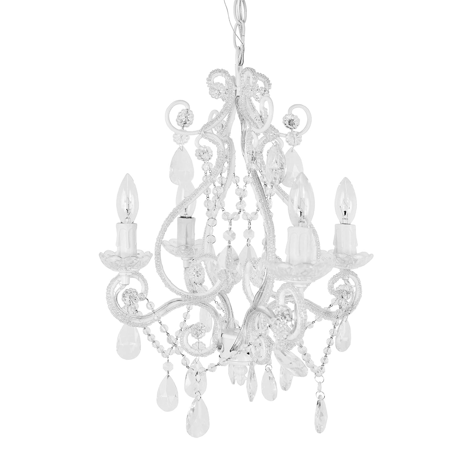 Tadpoles 4-Bulb Vintage Plug-In or Hardwired Mini-Chandelier, White Diamond | Amazon (US)
