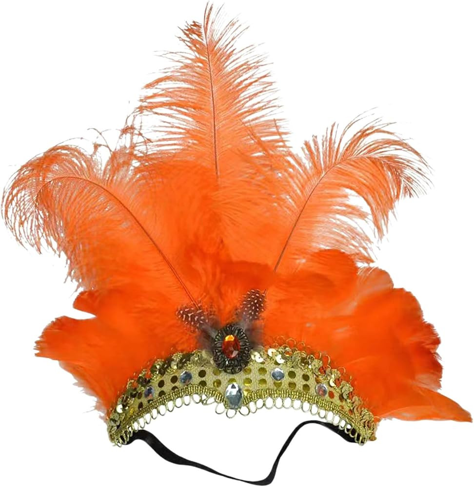 Mardi Gras Headband for Women Girls Showgirl Carnival Feather Headpiece for Hawaii Costume Party | Amazon (US)