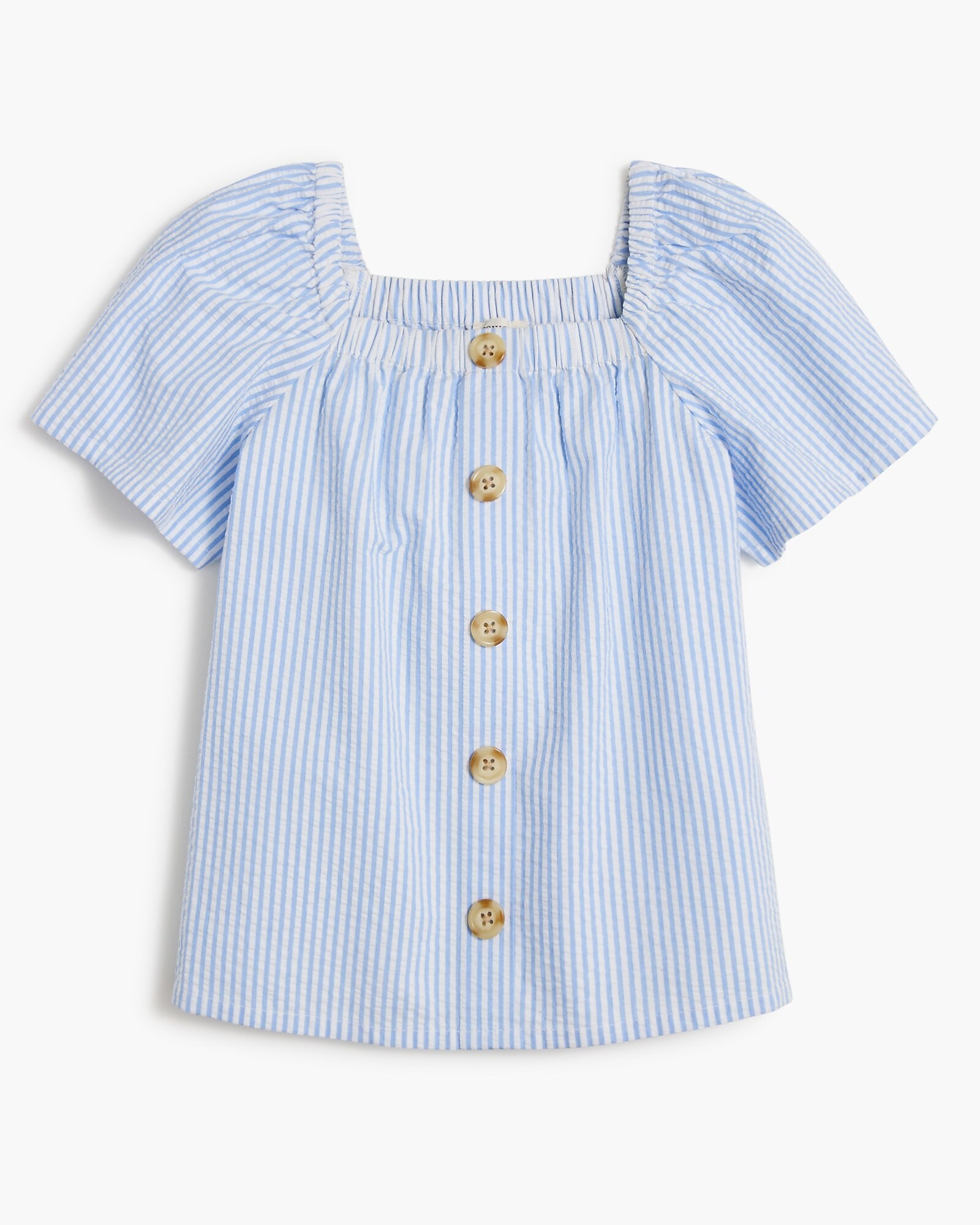 Girls' seersucker button-front top | J.Crew Factory