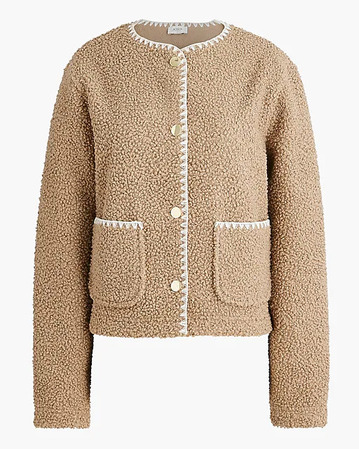 Sherpa blanket-stitch jacket | J.Crew Factory