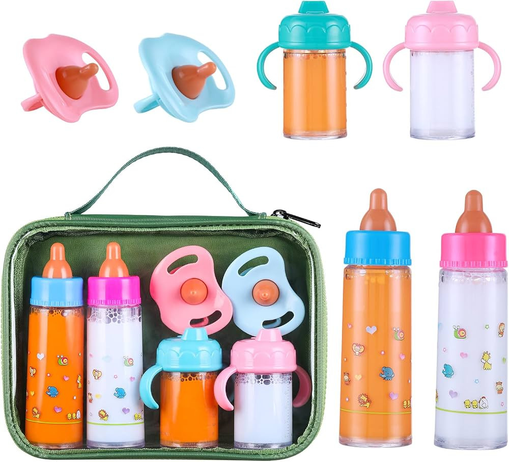 Magic Disappearing Milk and Juice Bottle with Pacifier,6 Pieces Pretend Play Feeding Toy Set with... | Amazon (US)