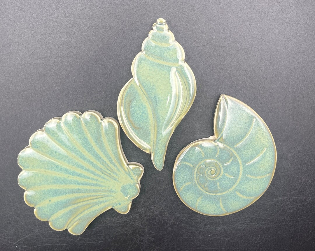 Three Ceramic Mosaic Sea Shell Tiles, Handmade by Fabulousfungi. Indoor/outdoor Mosaic Tiles, Por... | Etsy (US)